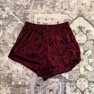 Red/Burgundy Velvet Pajama Shorts From Windsor - Size S